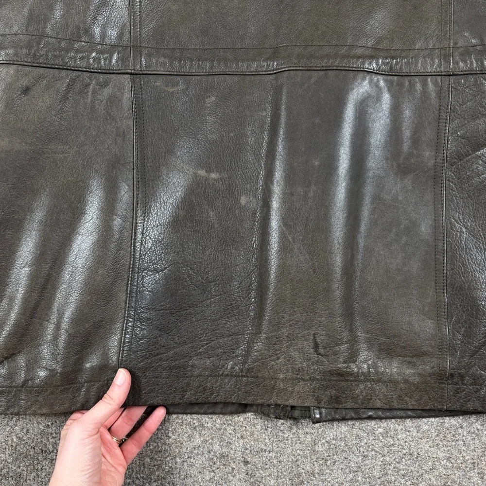 Vintage Members Only Brown Genuine Leather Full Zip Chore Hunting Jacket Men’s M - Picture 9 of 12